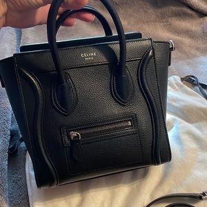 Celine Nano Black Pebbled leather